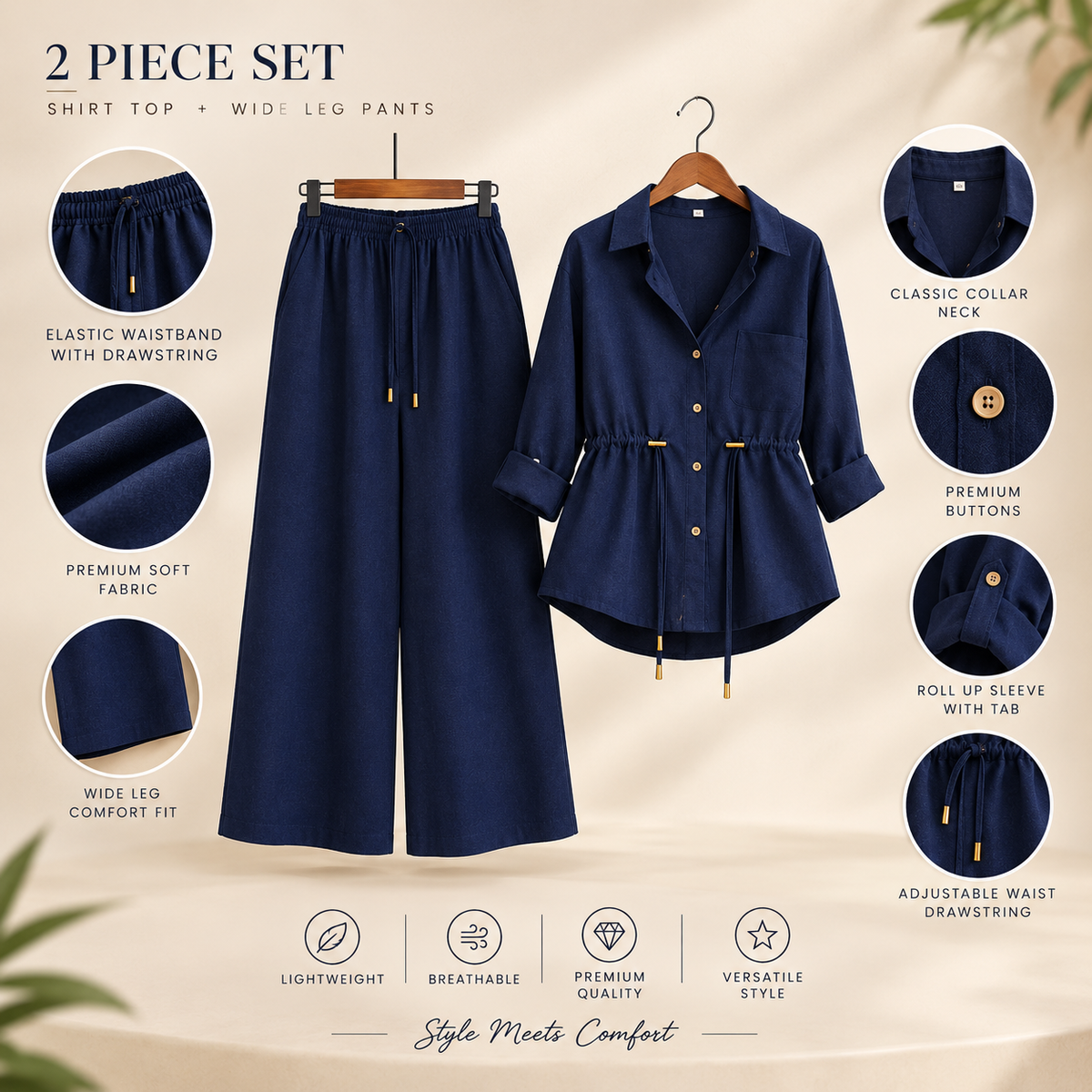 Luxe Breeze Blue Two-Piece Co-Ord Set