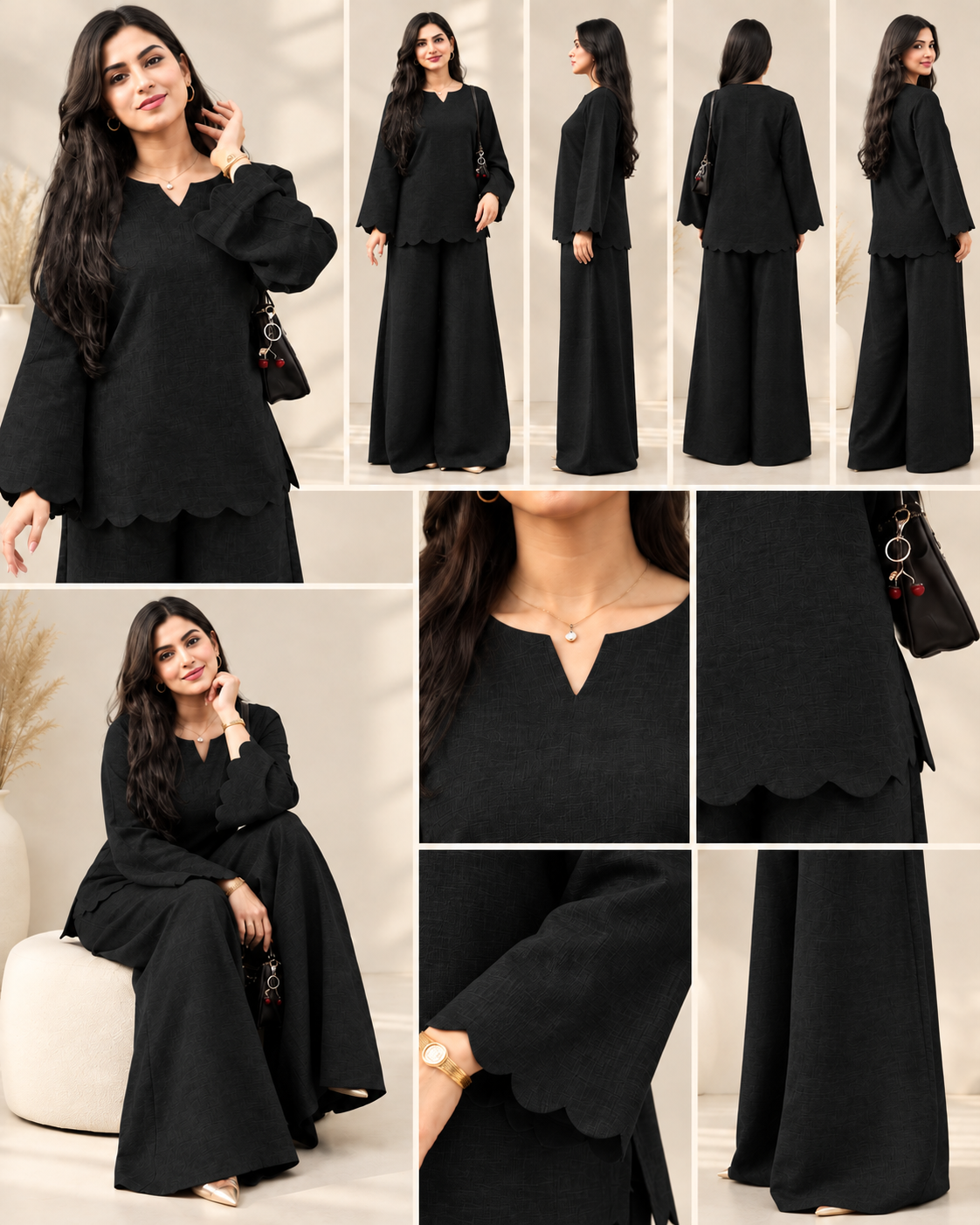 Pure Linen Black Terracotta Co-Ord Set