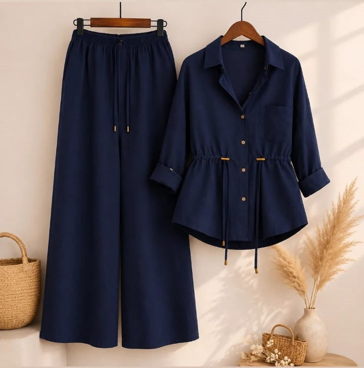 Luxe Breeze Blue Two-Piece Co-Ord Set