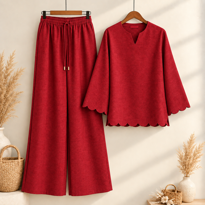 Pure Linen Red Terracotta Co-Ord Set