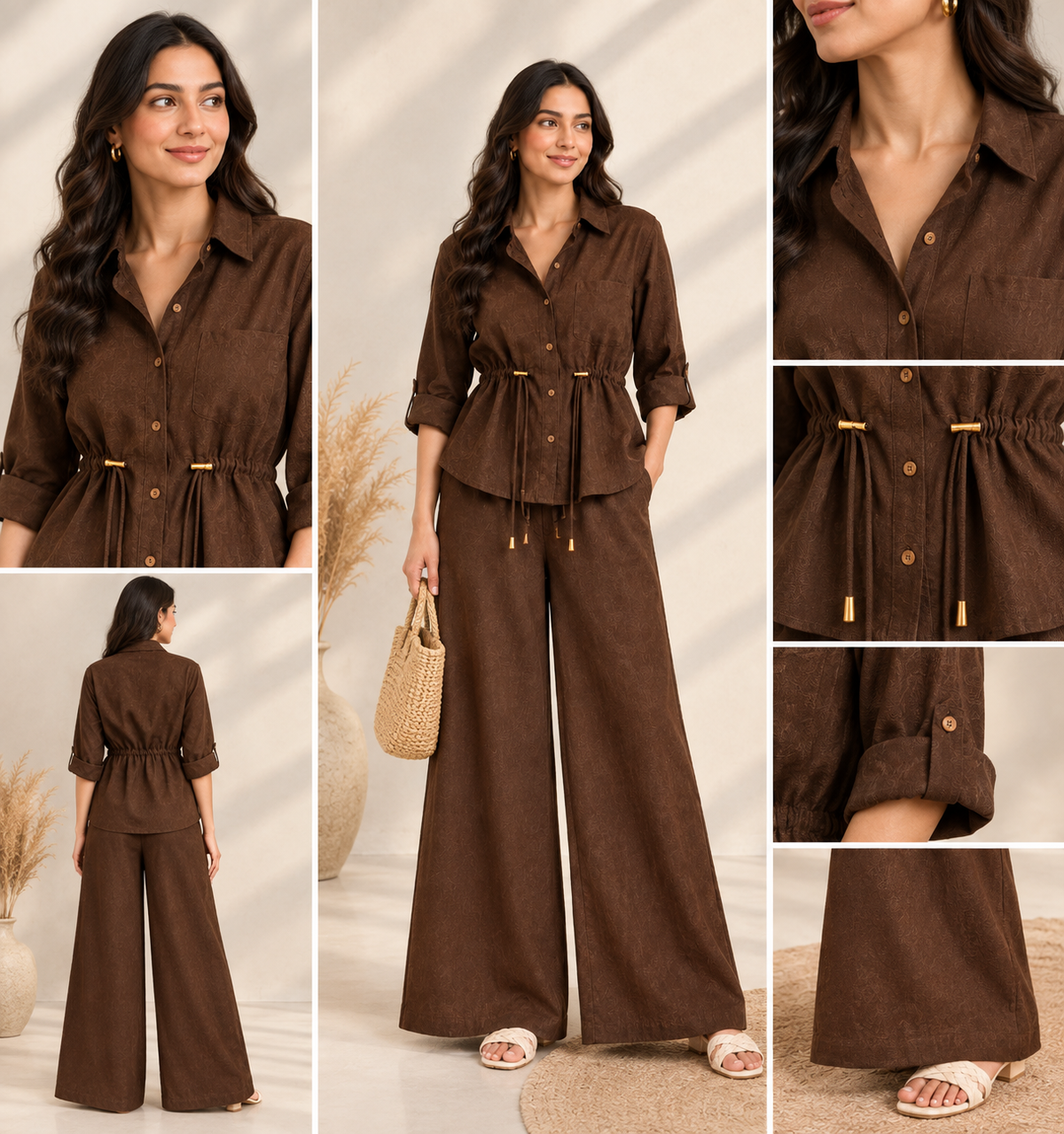Luxe Breeze Brown Two-Piece Co-Ord Set