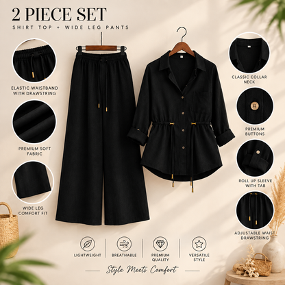 Luxe Breeze Black Two-Piece Co-Ord Set