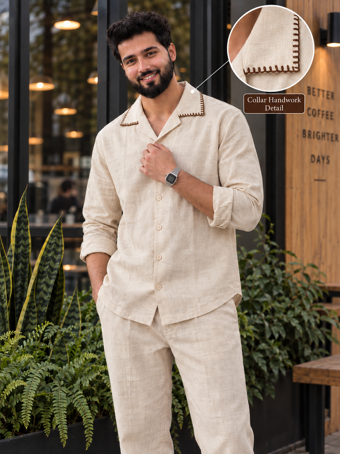 Men’s Premium Cotton Cuban Collar Relaxed Fit Co-Ord Set