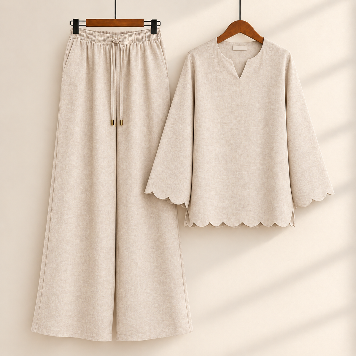Pure Linen Cream Terracotta Co-Ord Set